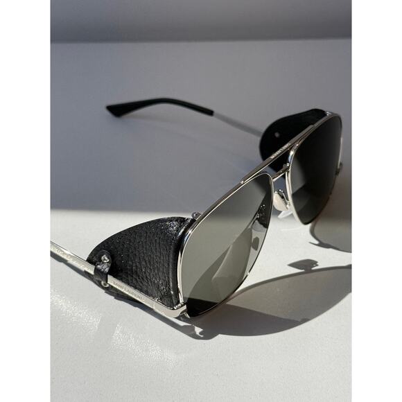NEW Saint Laurent SL653 Leon Shield Aviator Sunglasses Silver main image 6